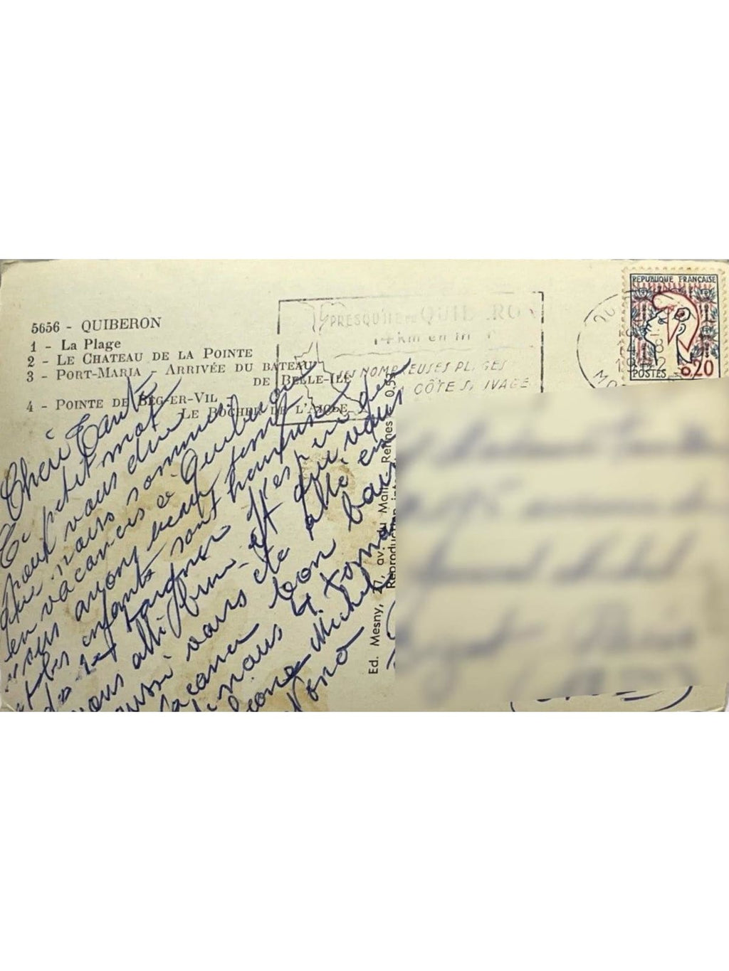 Verso de la carte postale