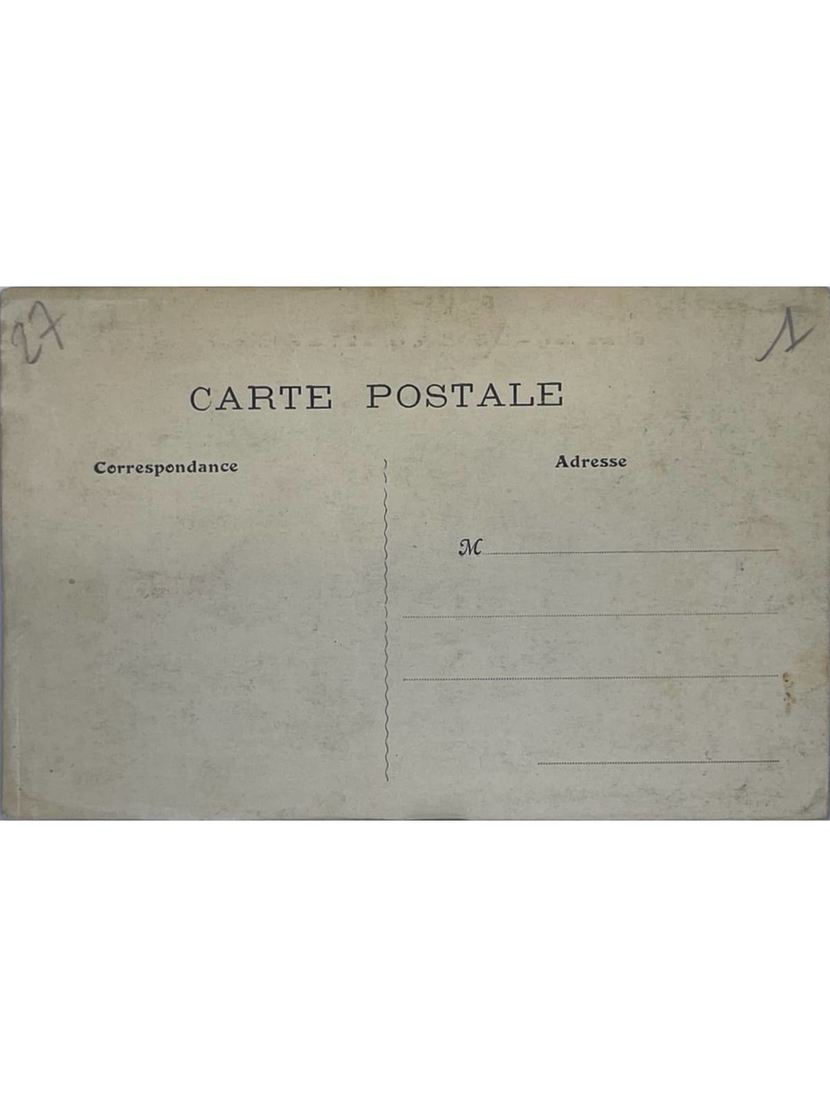 Verso de la carte postale