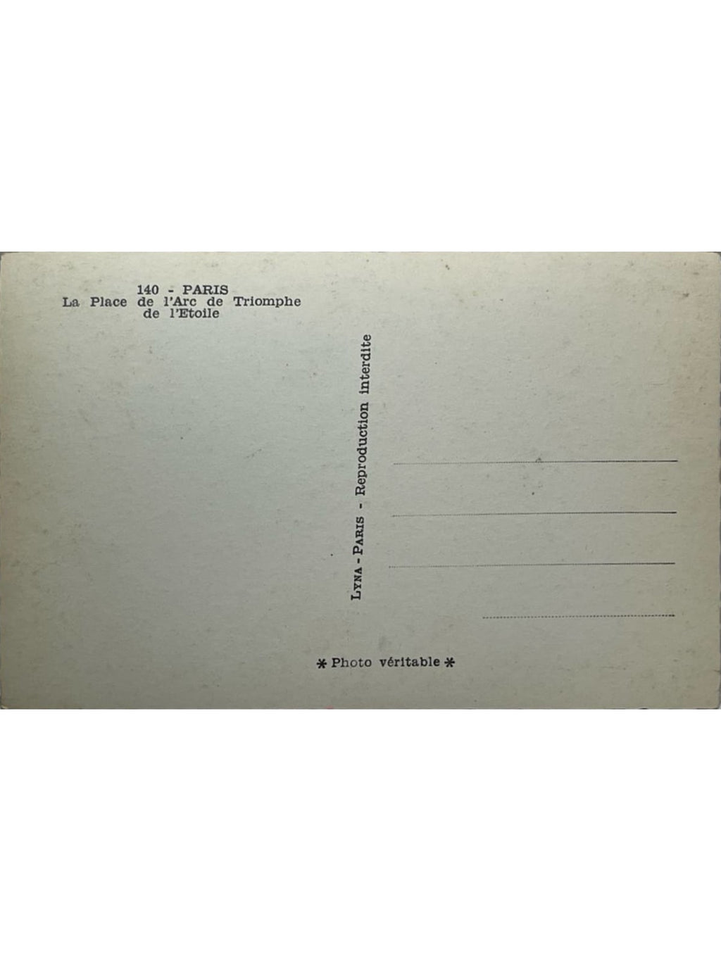 Verso de la carte postale