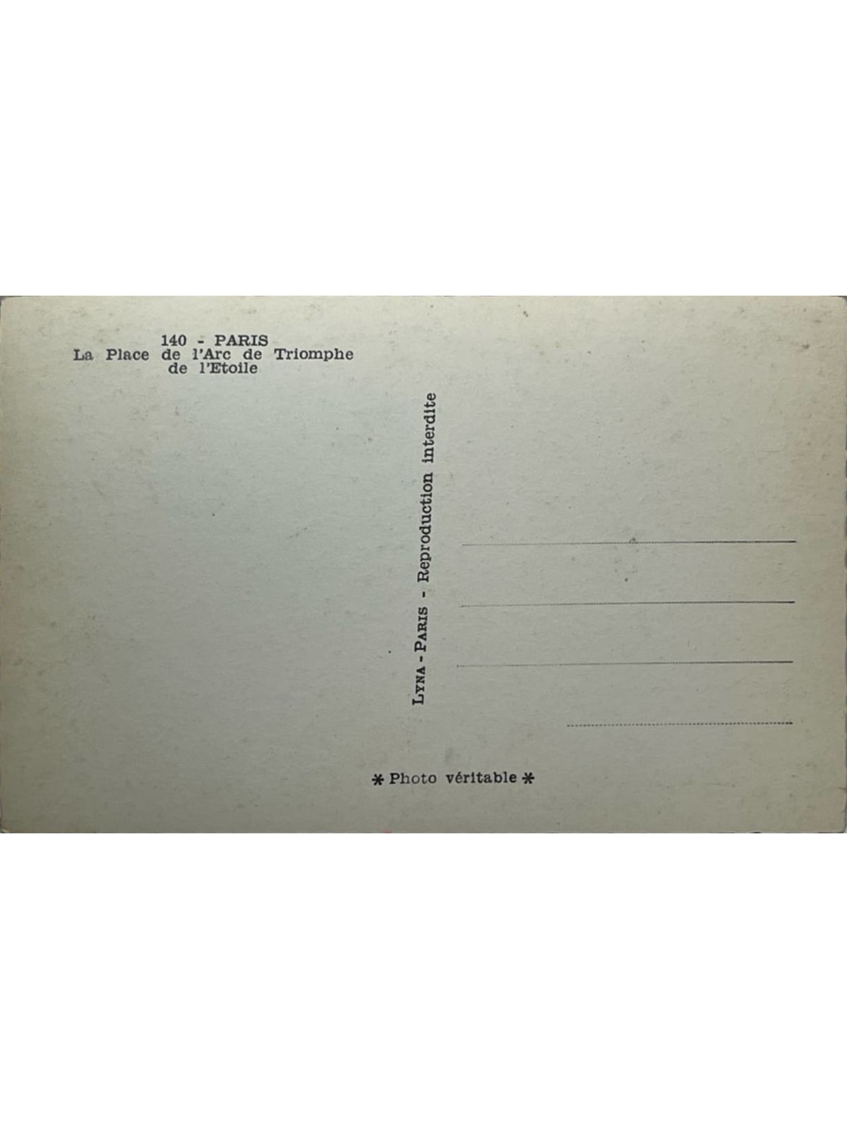 Verso de la carte postale