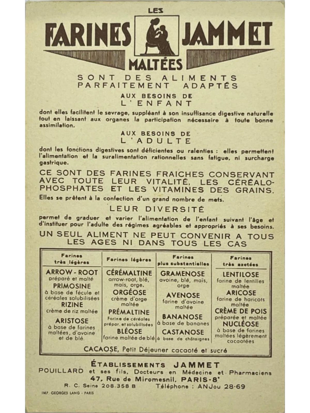 Verso de la carte postale