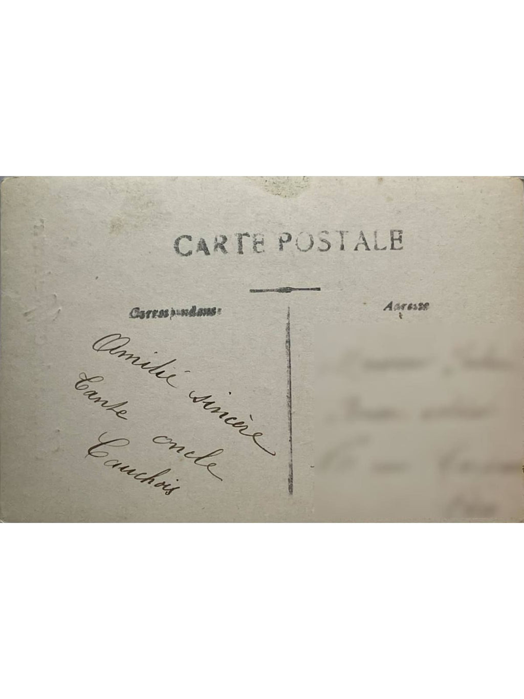 Verso de la carte postale