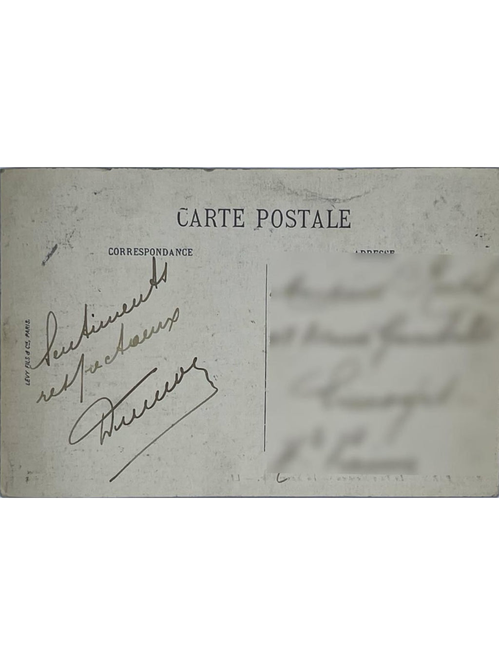 Verso de la carte postale