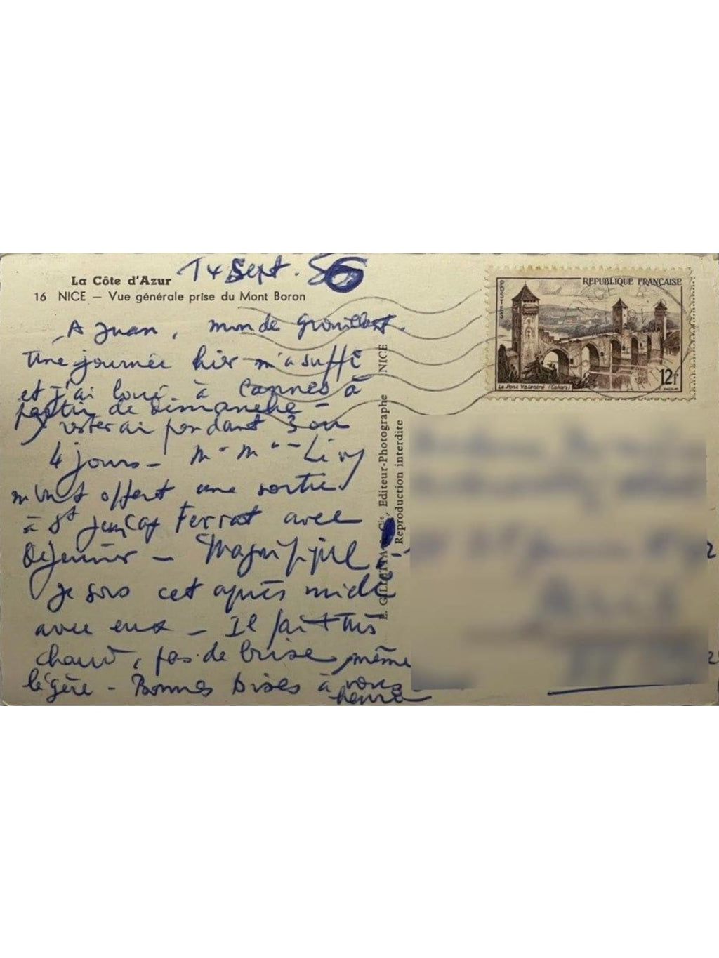 Verso de la carte postale