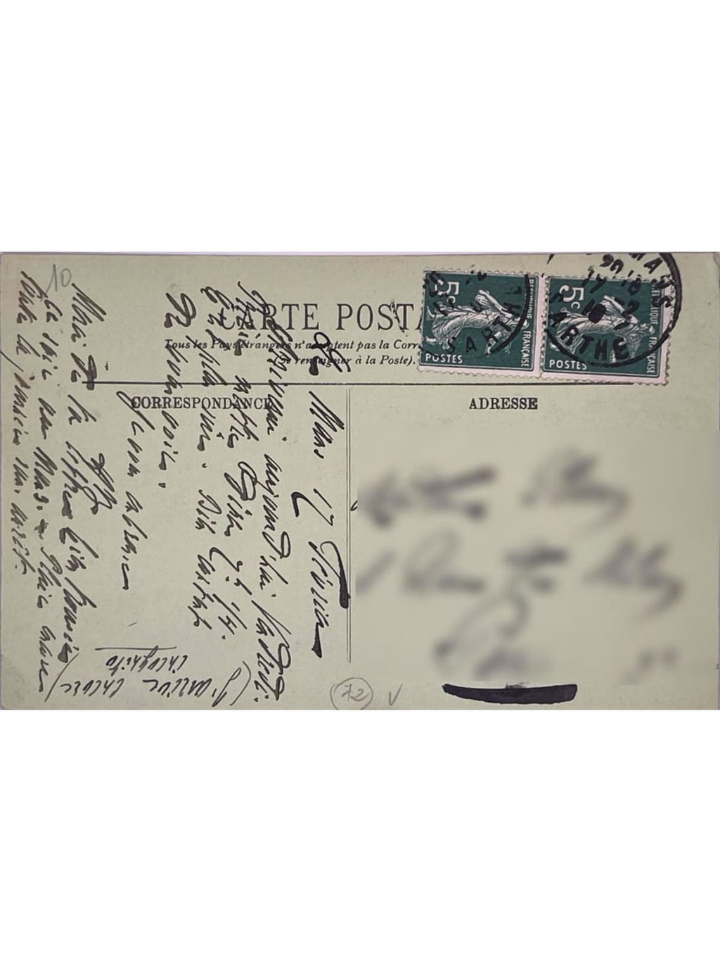 Verso de la carte postale