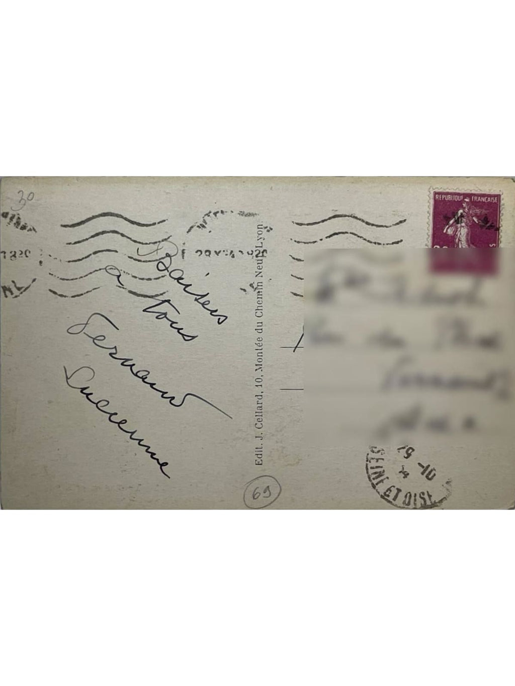 Verso de la carte postale