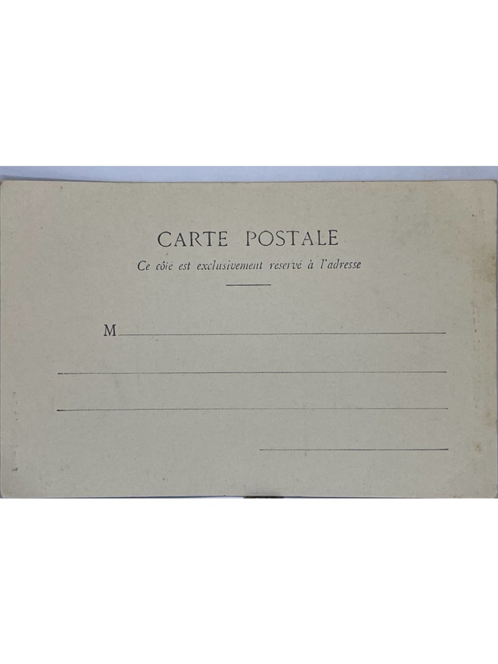 Verso de la carte postale