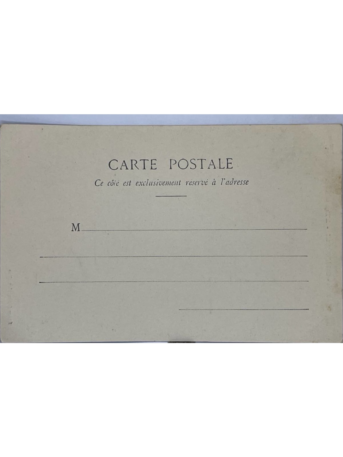 Verso de la carte postale