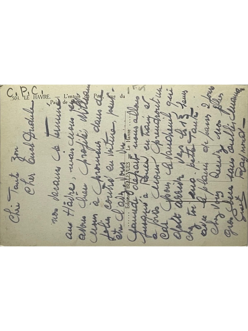 Verso de la carte postale