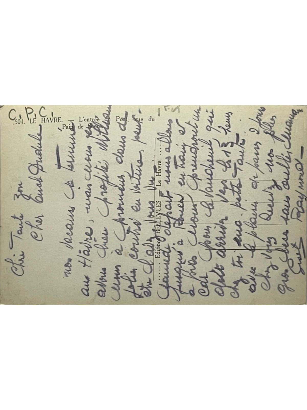 Verso de la carte postale
