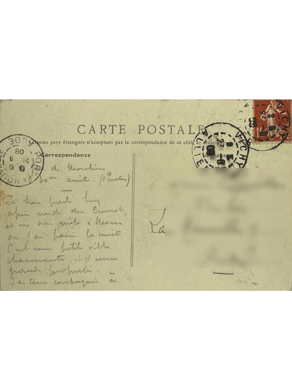 Verso de la carte postale