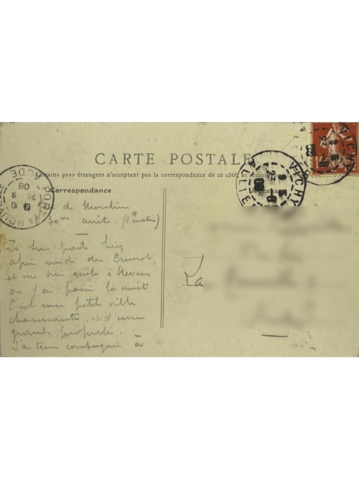 Verso de la carte postale