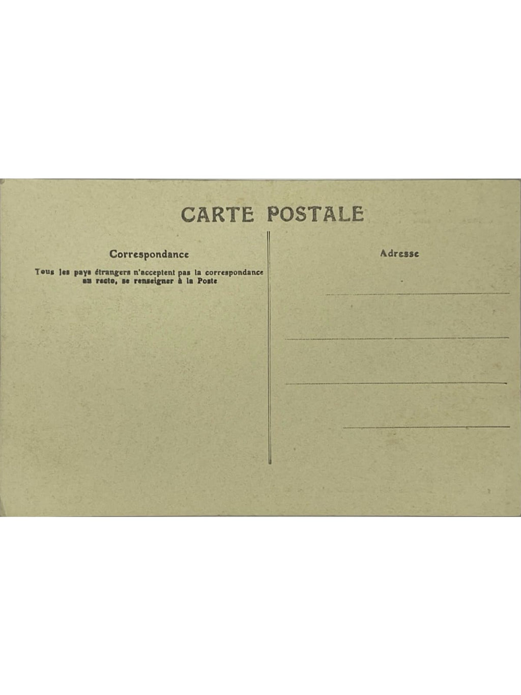 Verso de la carte postale
