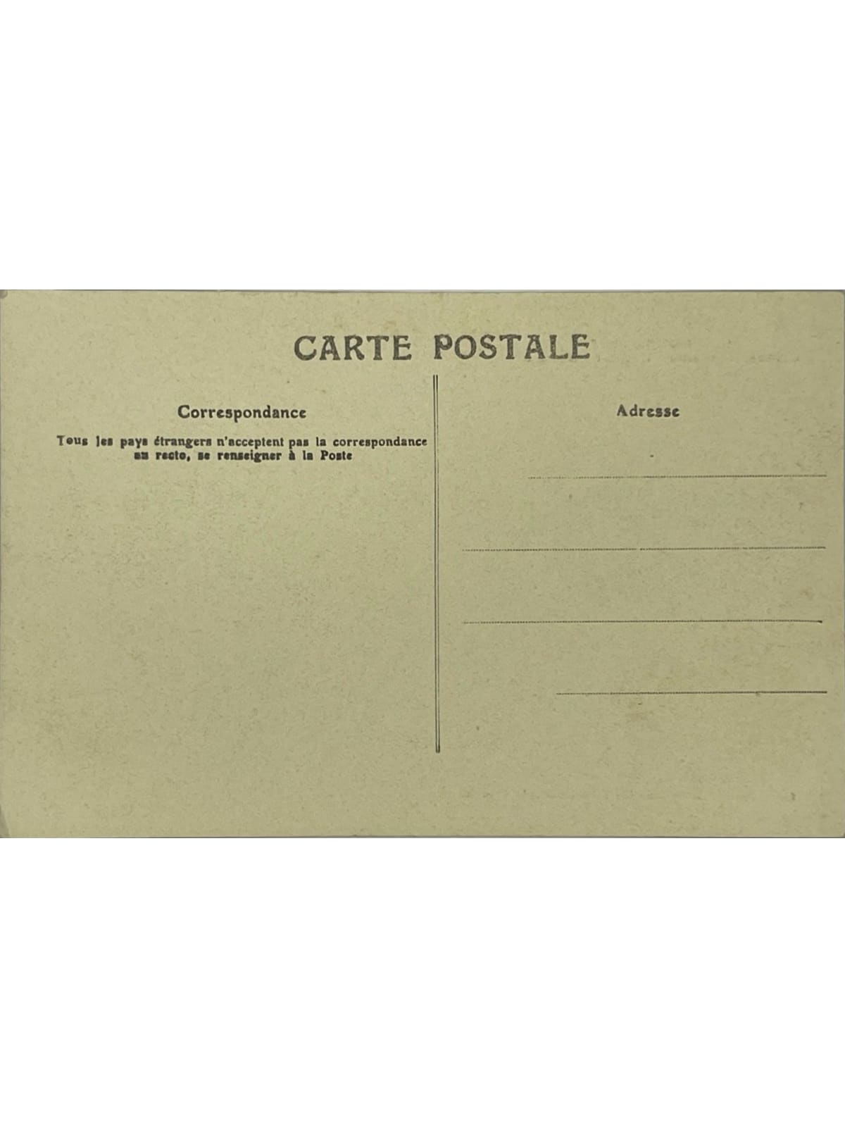 Verso de la carte postale
