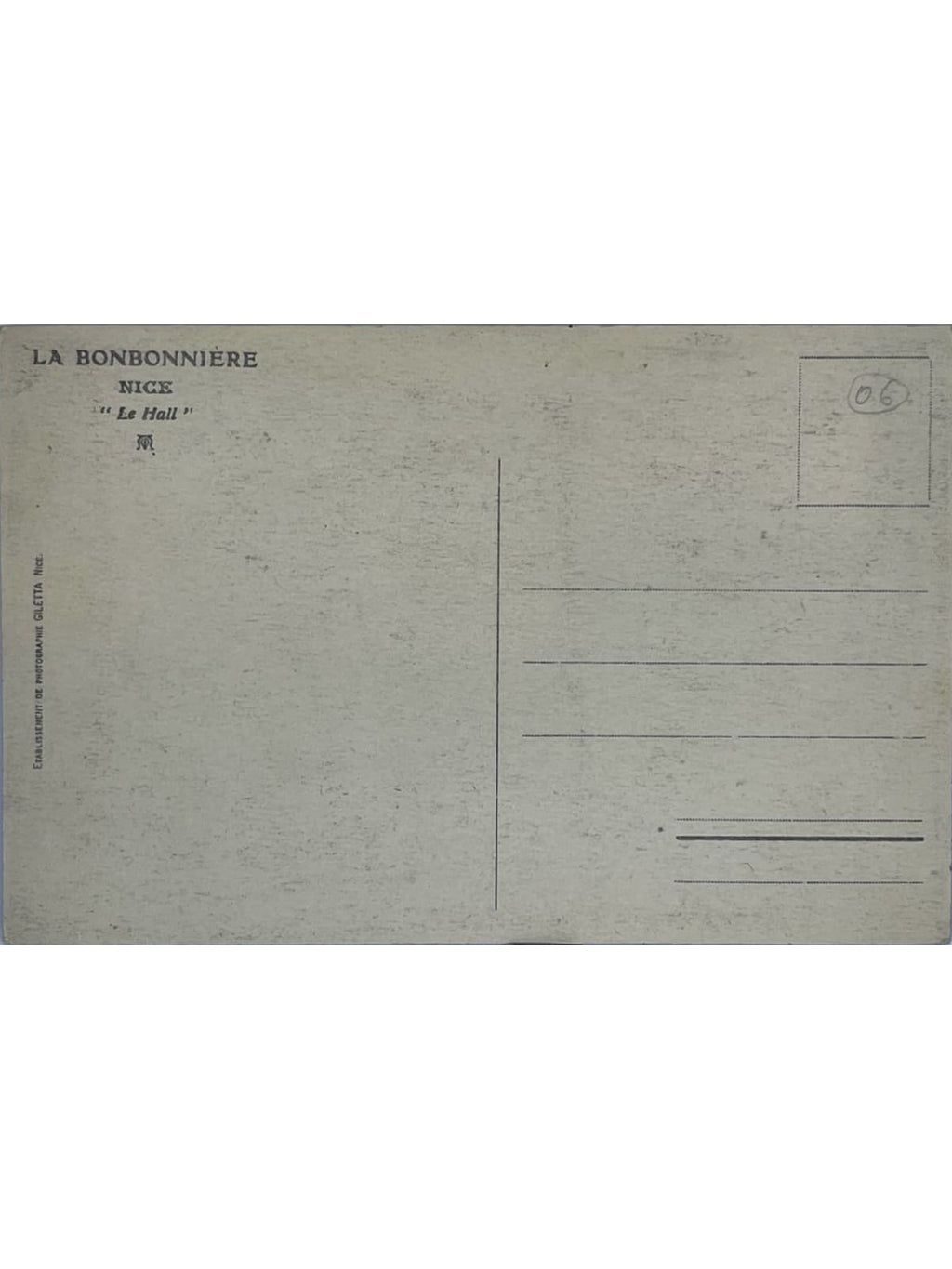 Verso de la carte postale