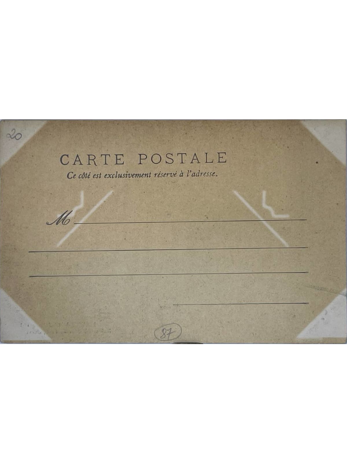 Verso de la carte postale