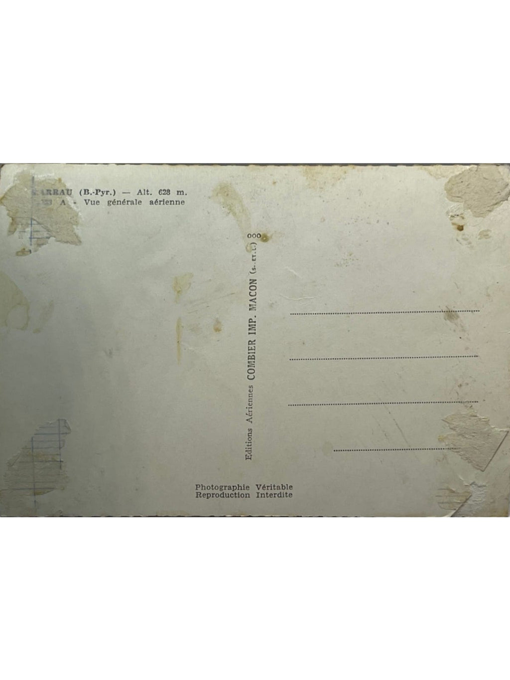 Verso de la carte postale