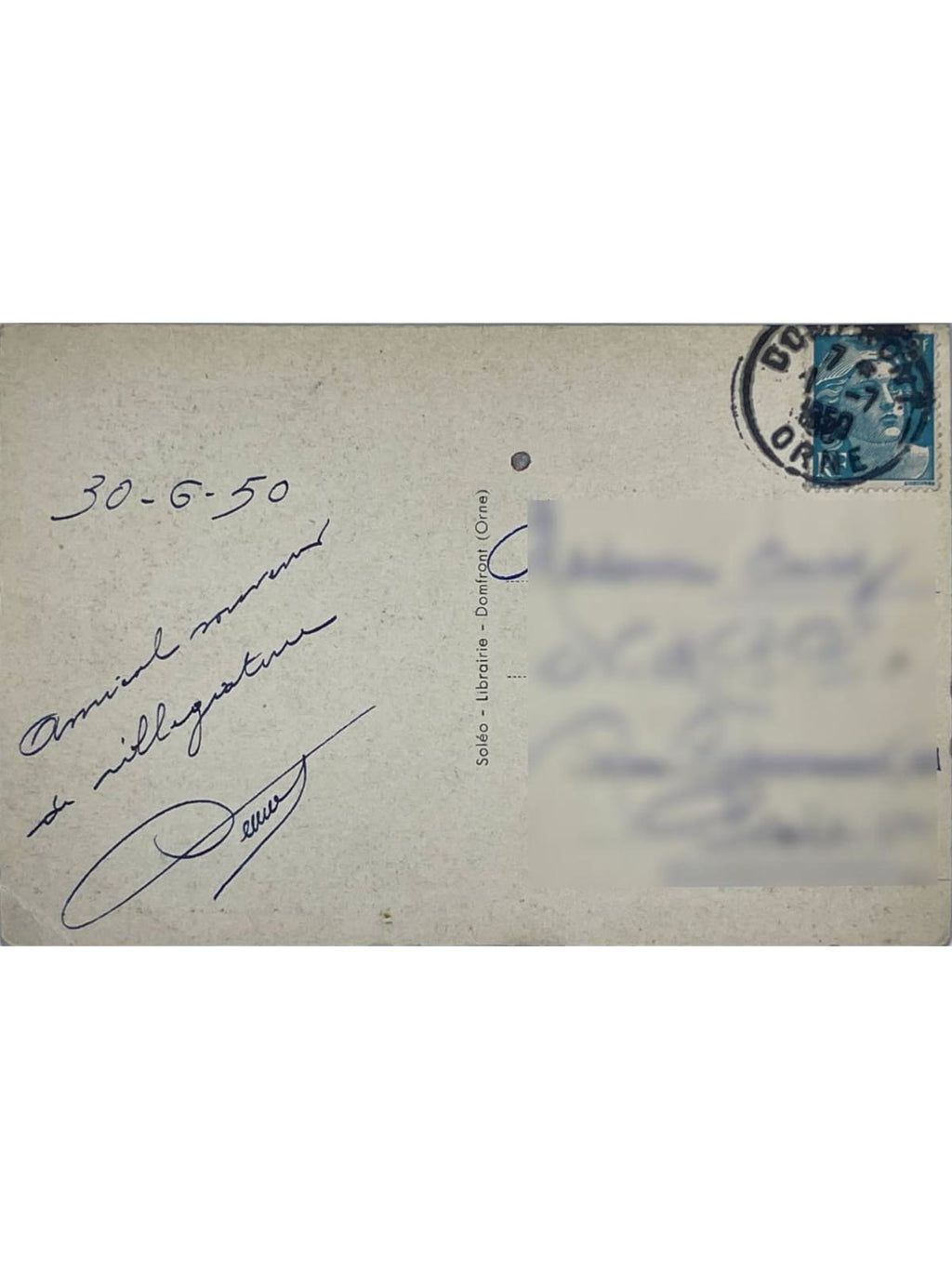 Verso de la carte postale