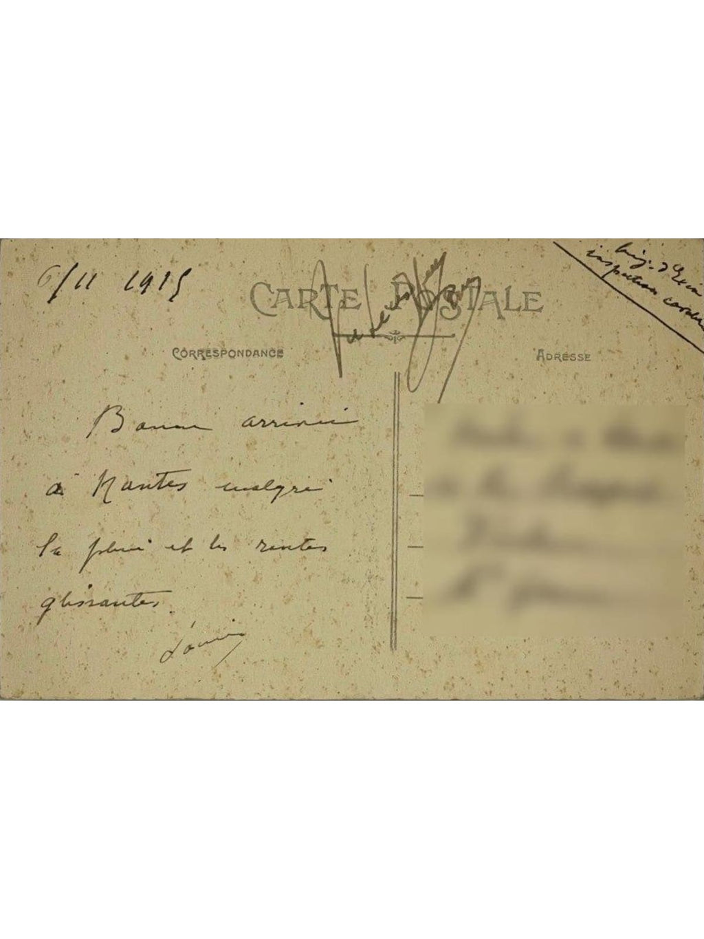 Verso de la carte postale