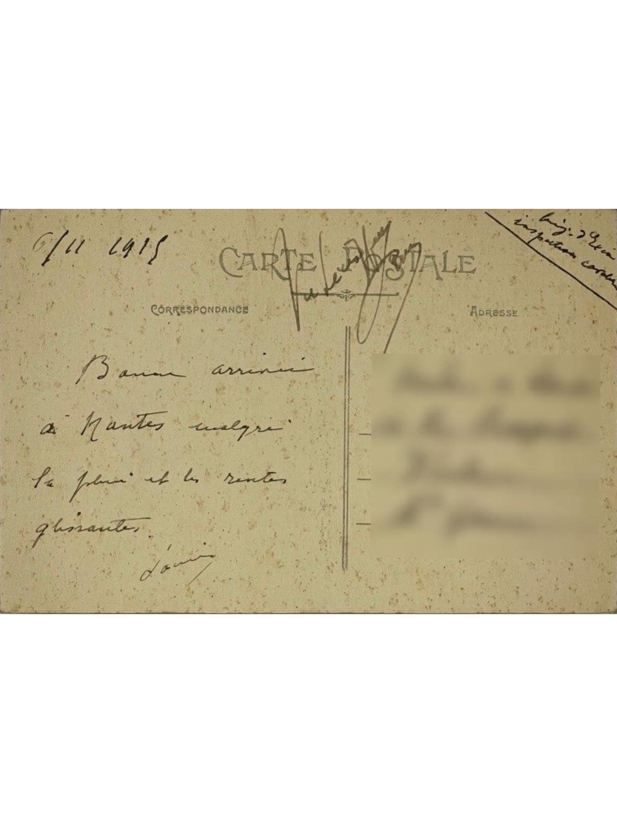 Verso de la carte postale