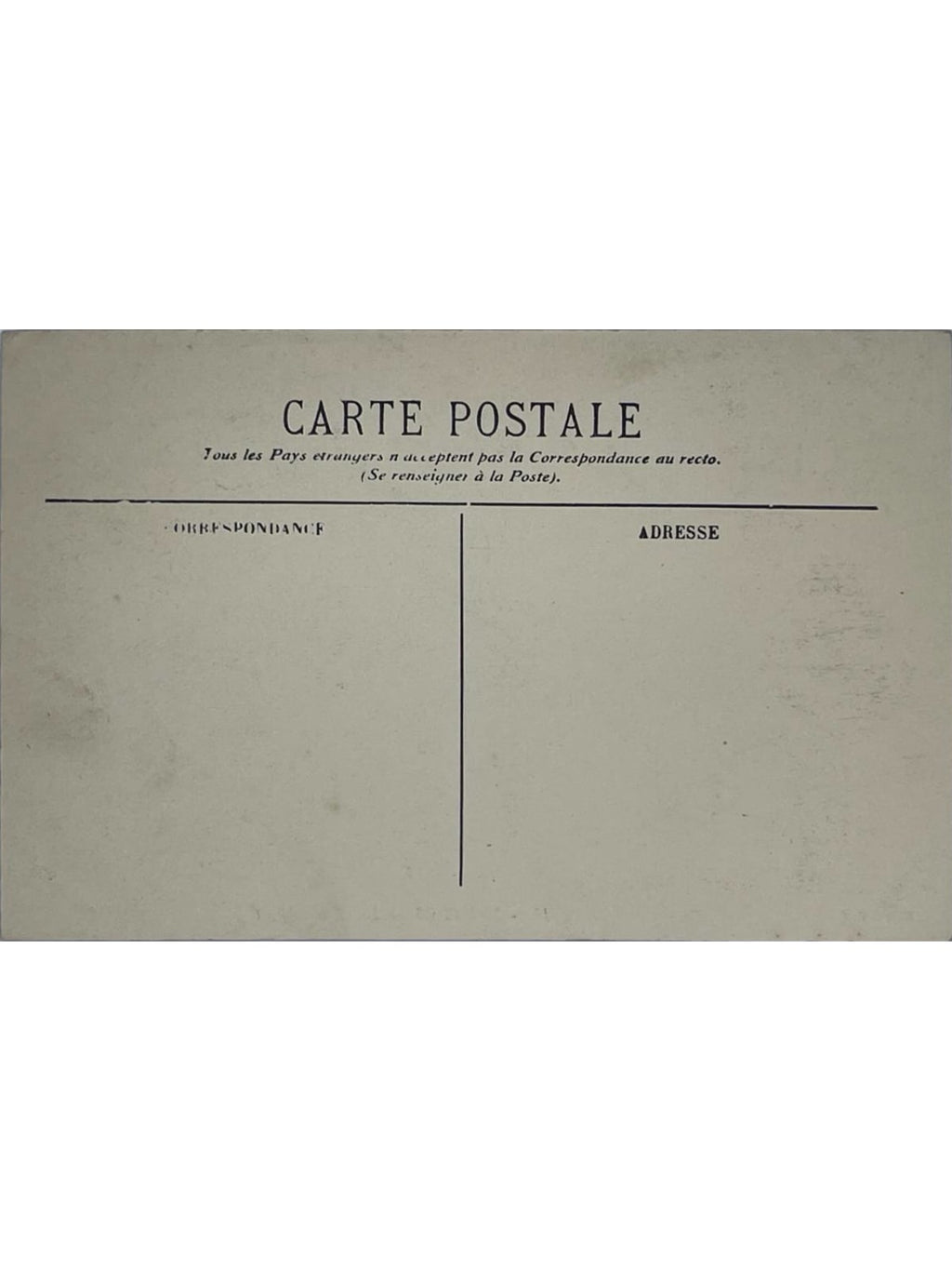 Verso de la carte postale