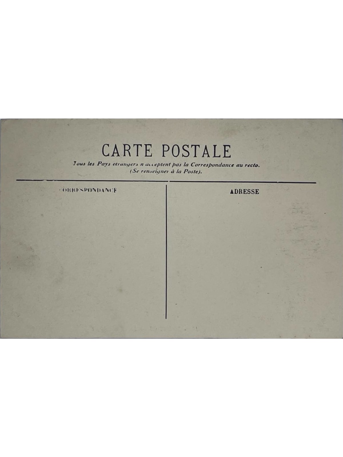 Verso de la carte postale
