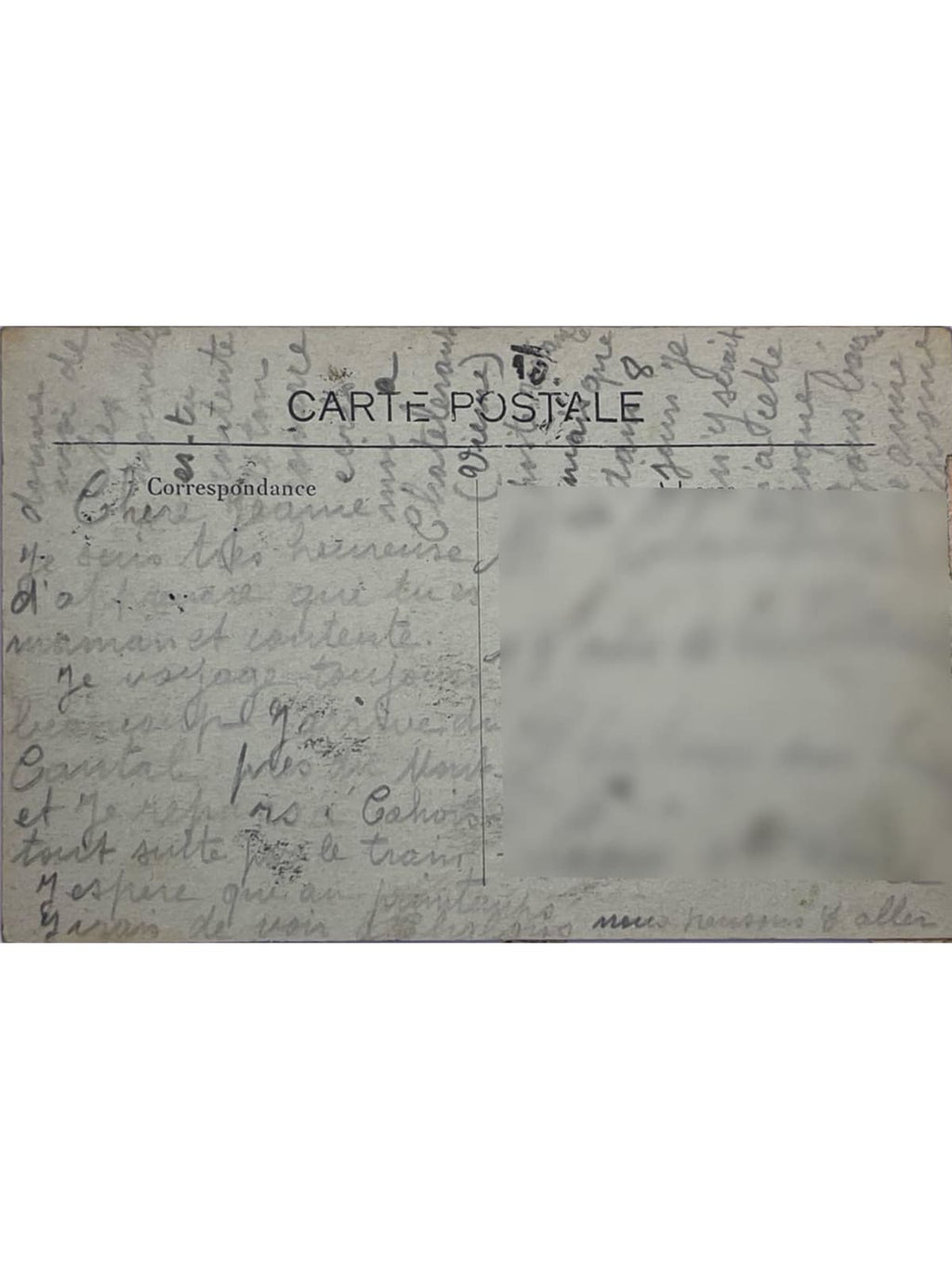Verso de la carte postale