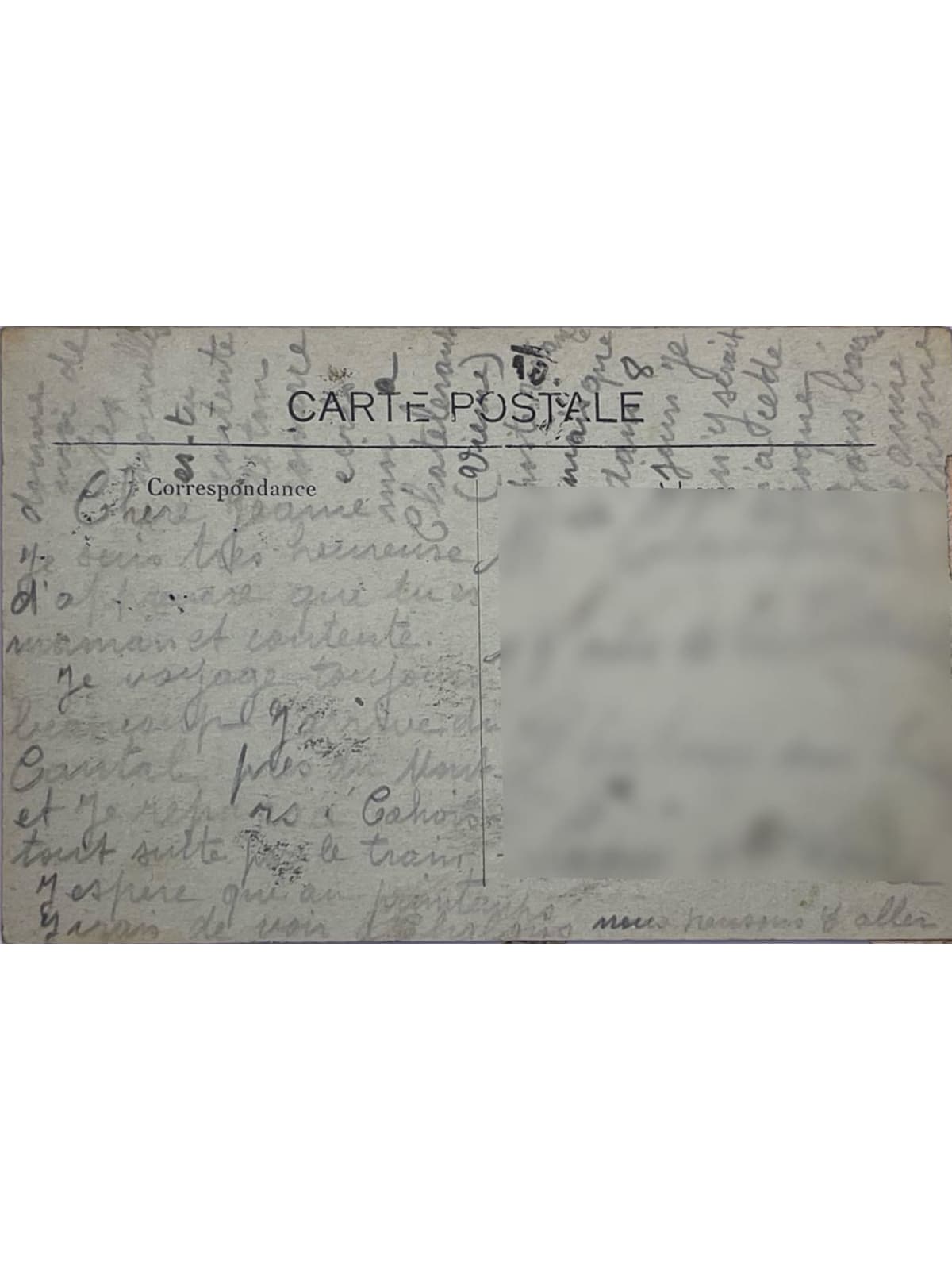 Verso de la carte postale