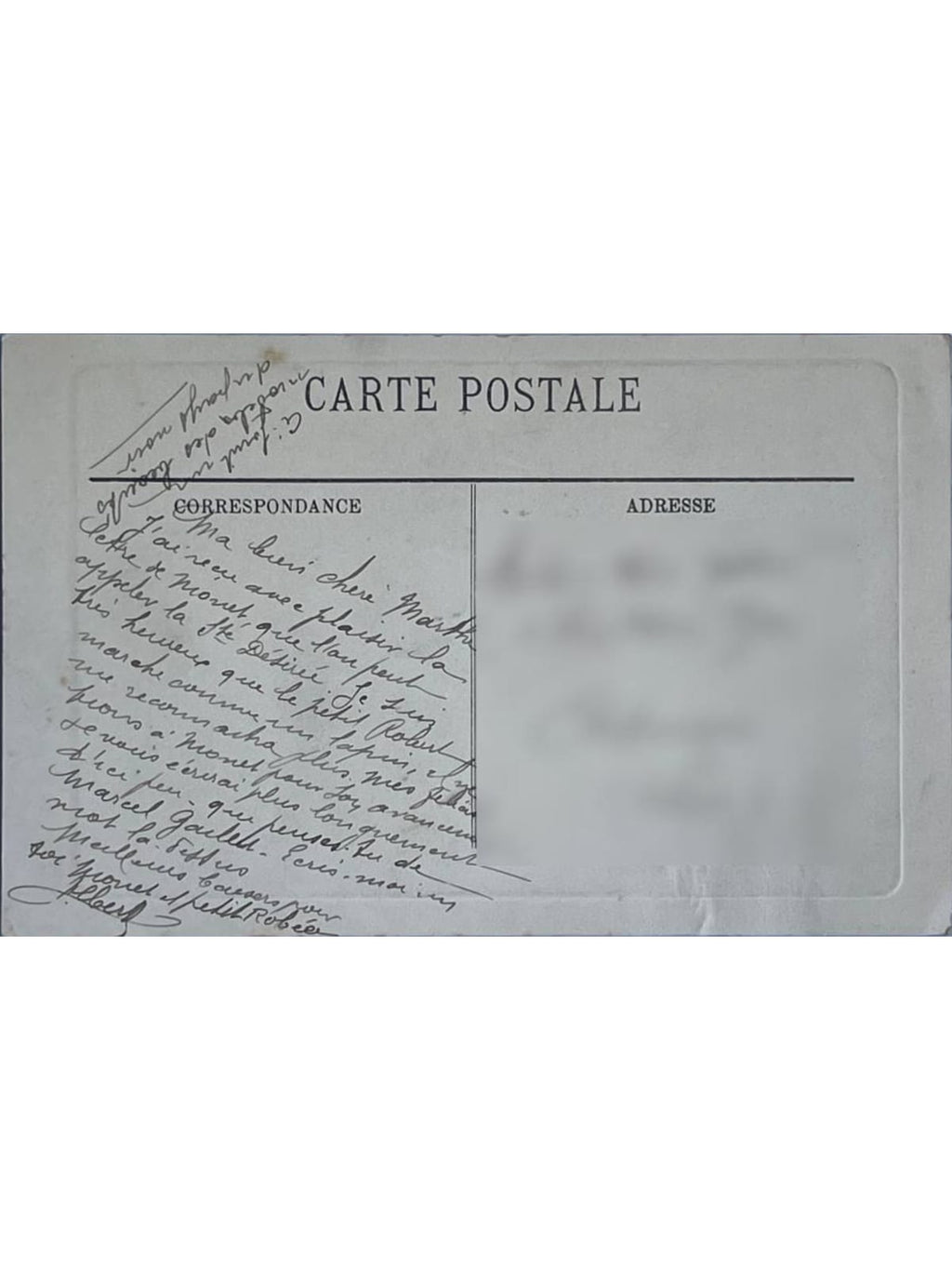 Verso de la carte postale