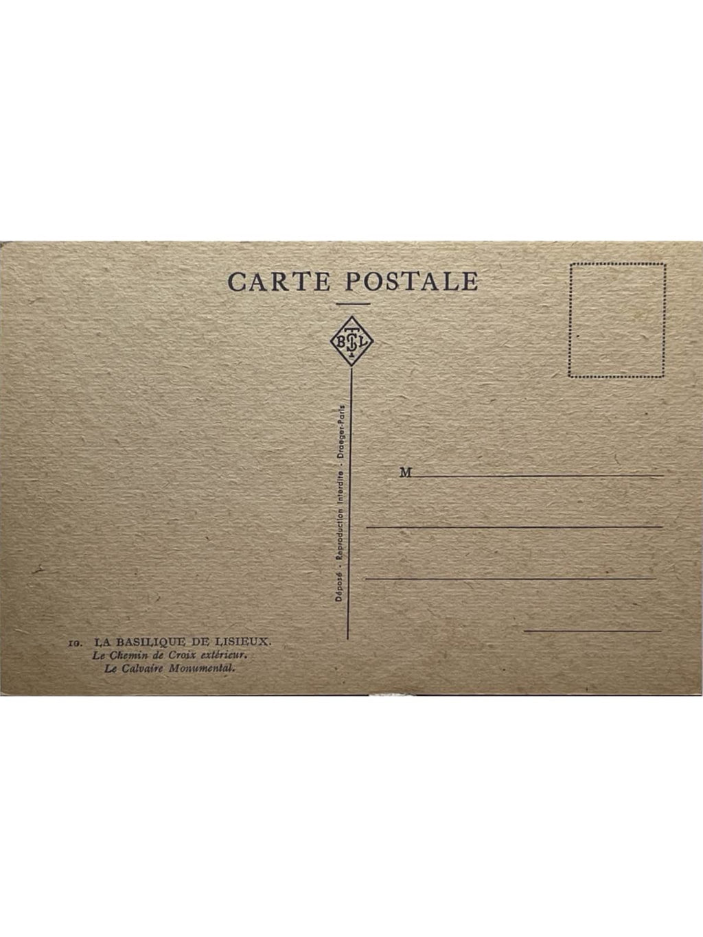 Verso de la carte postale