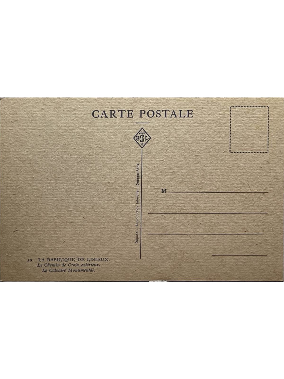 Verso de la carte postale