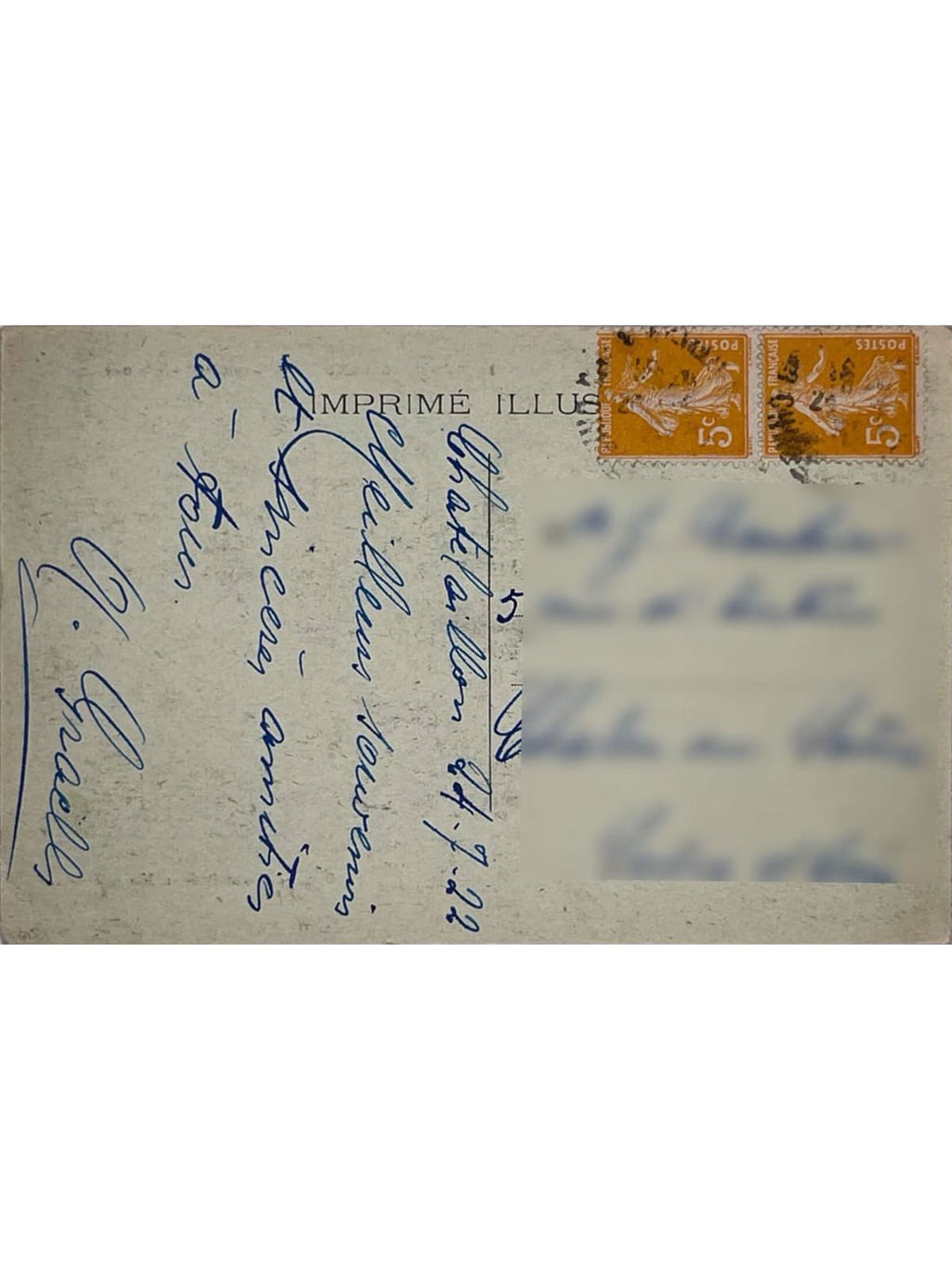 Verso de la carte postale
