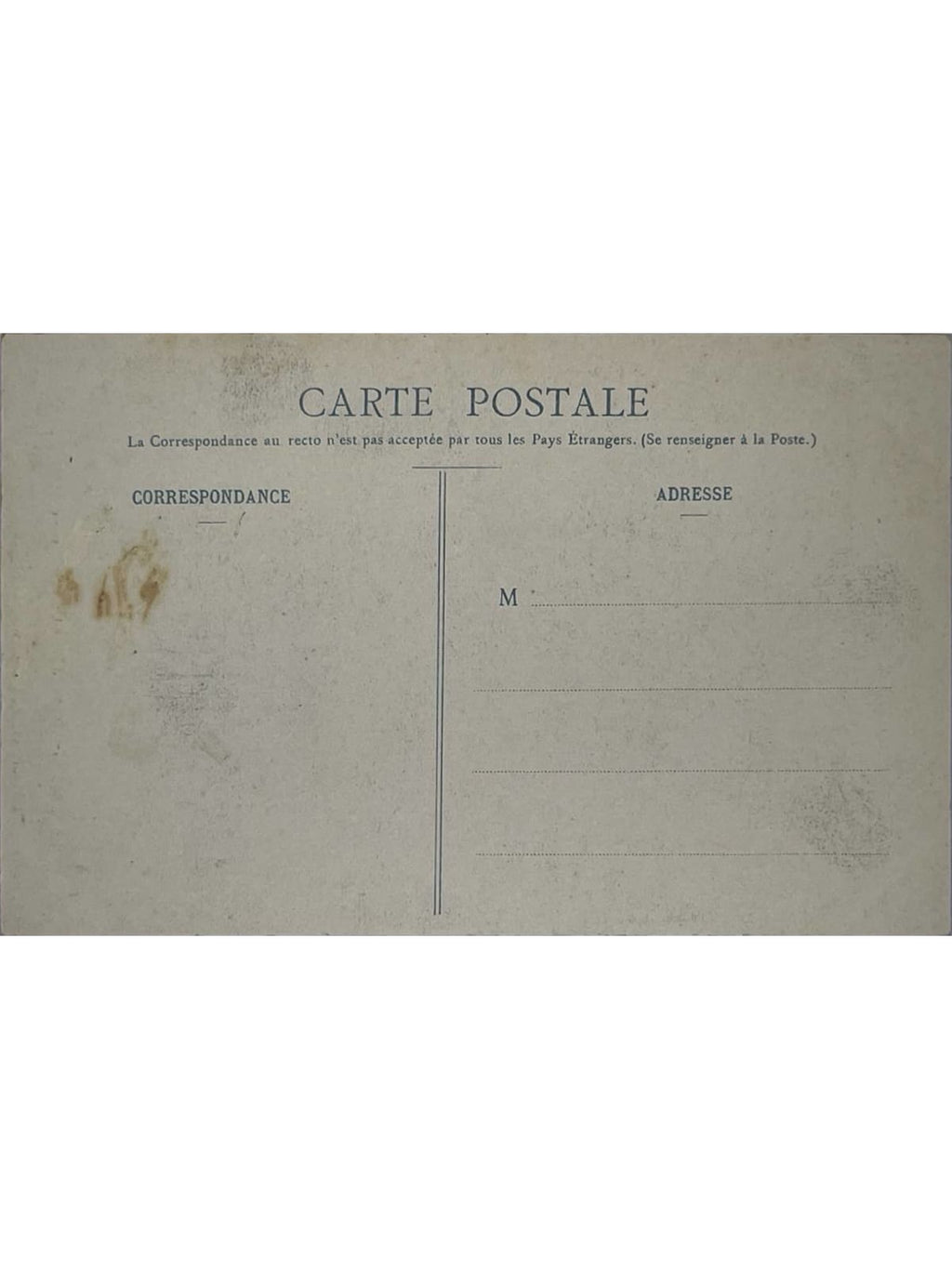 Verso de la carte postale