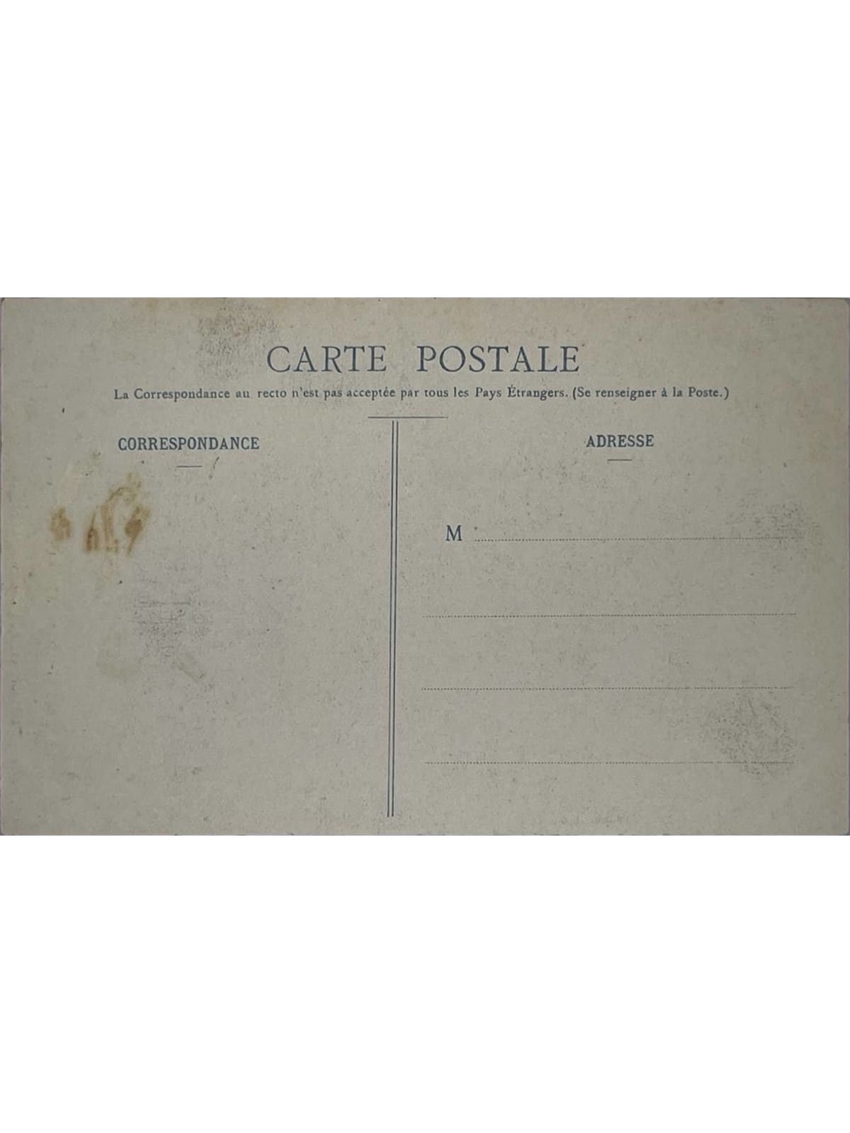 Verso de la carte postale