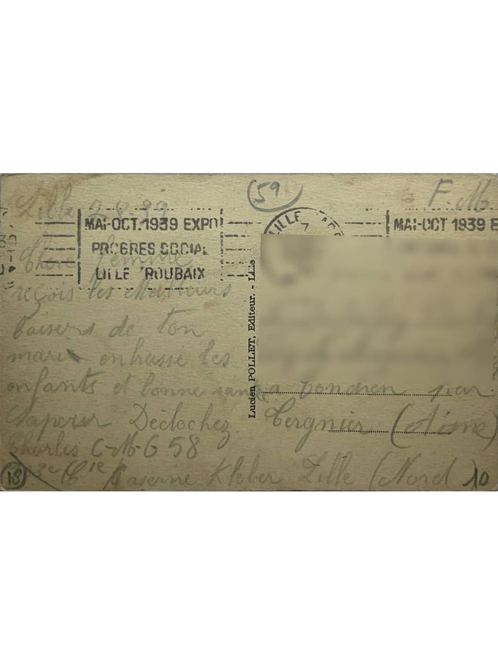 Verso de la carte postale