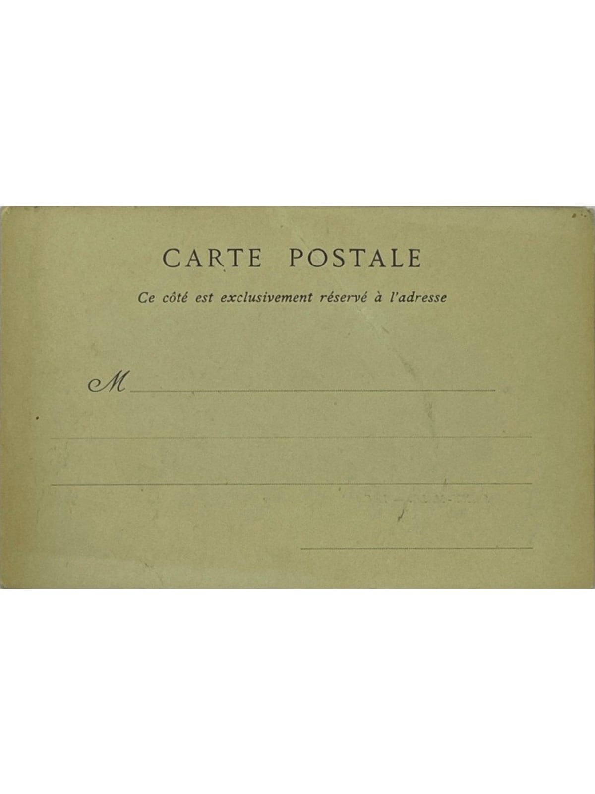 Verso de la carte postale