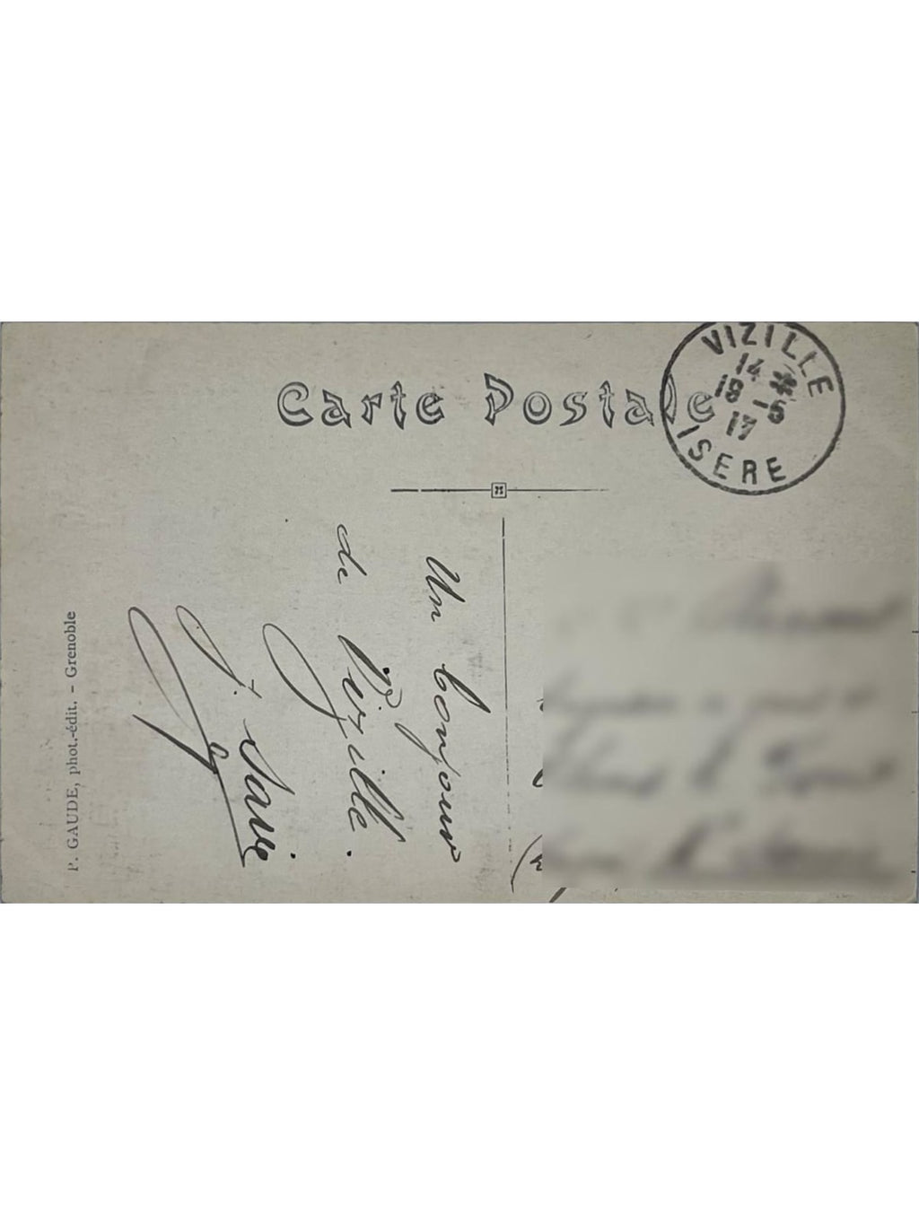 Verso de la carte postale