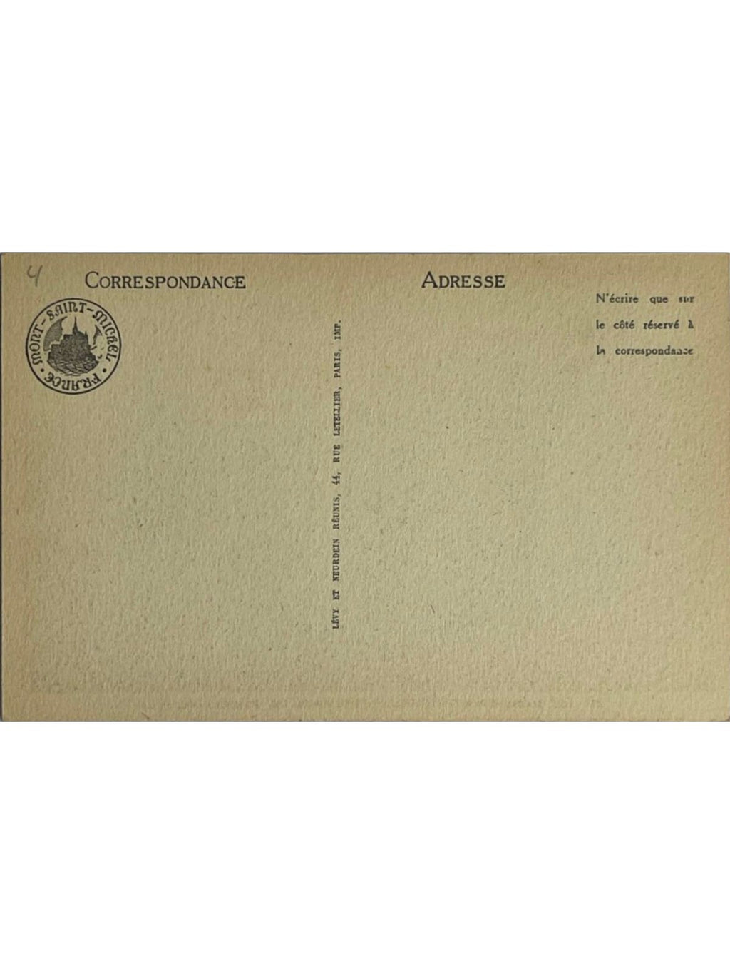 Verso de la carte postale