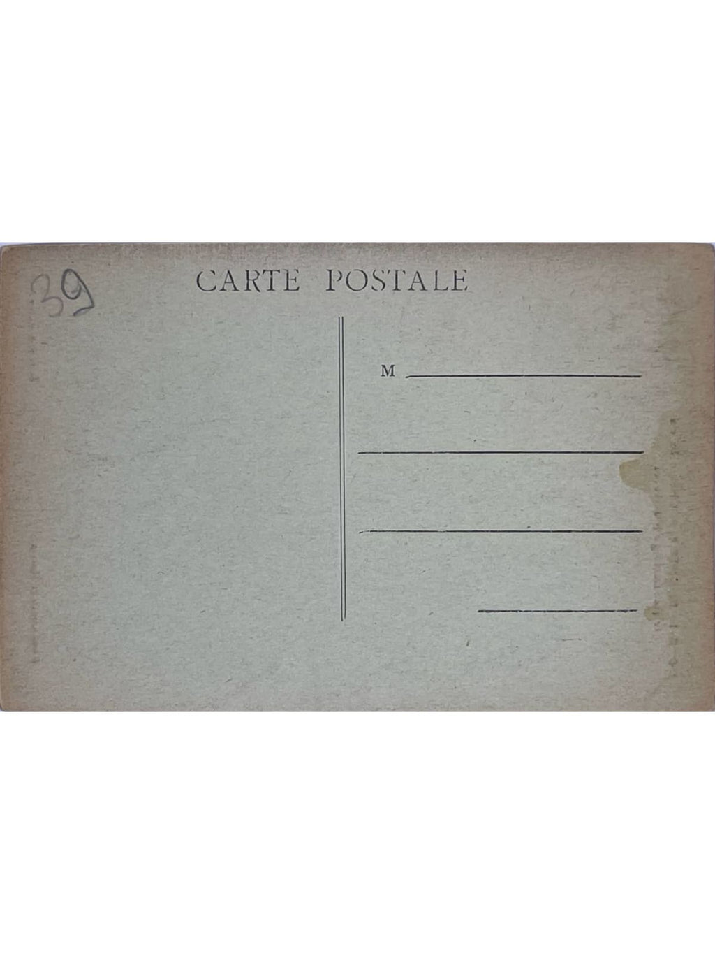 Verso de la carte postale
