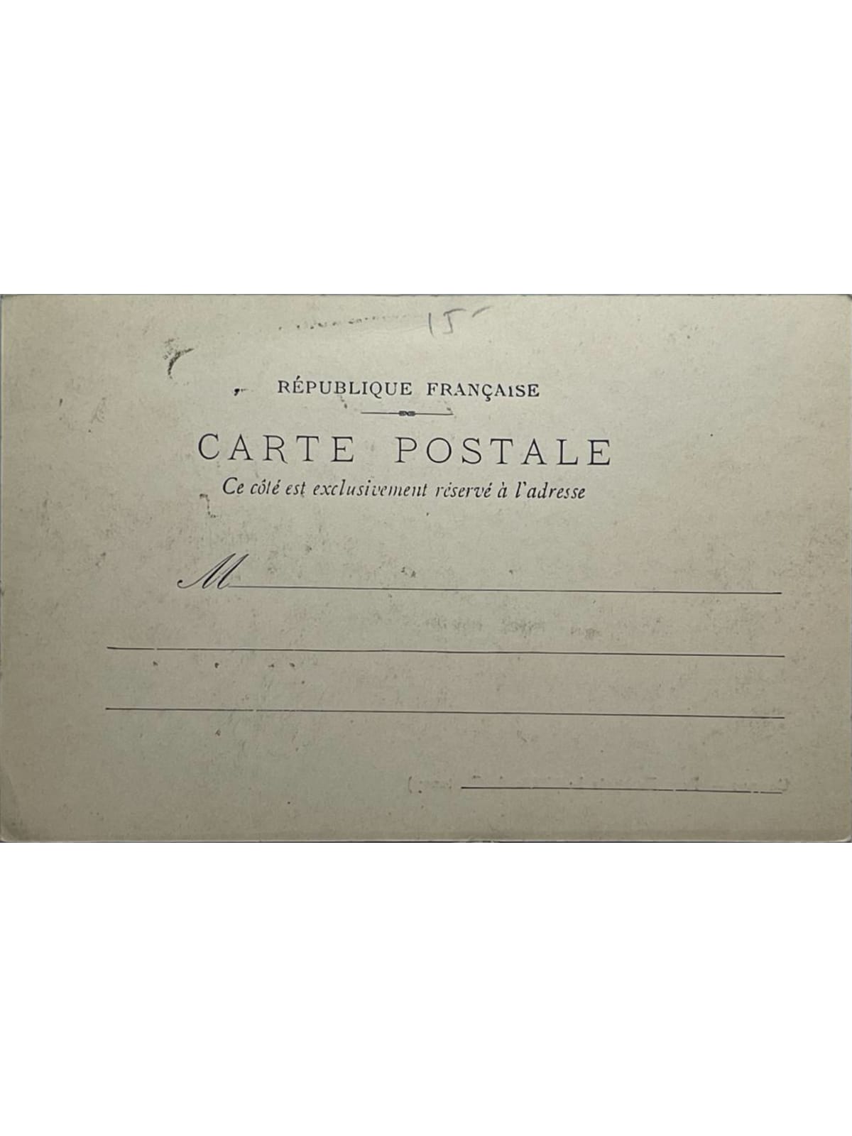 Verso de la carte postale