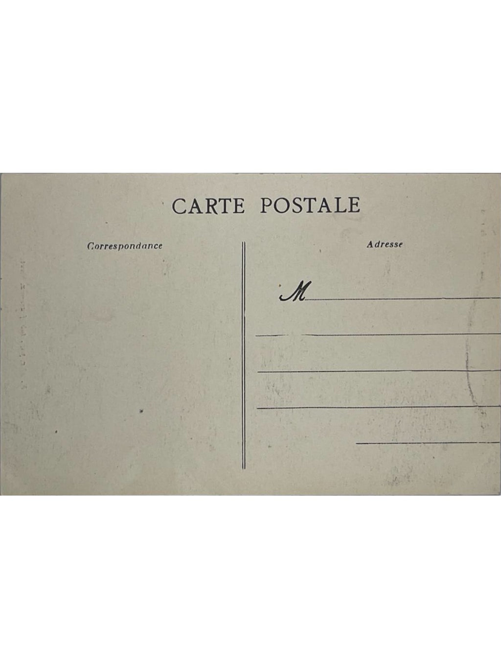 Verso de la carte postale