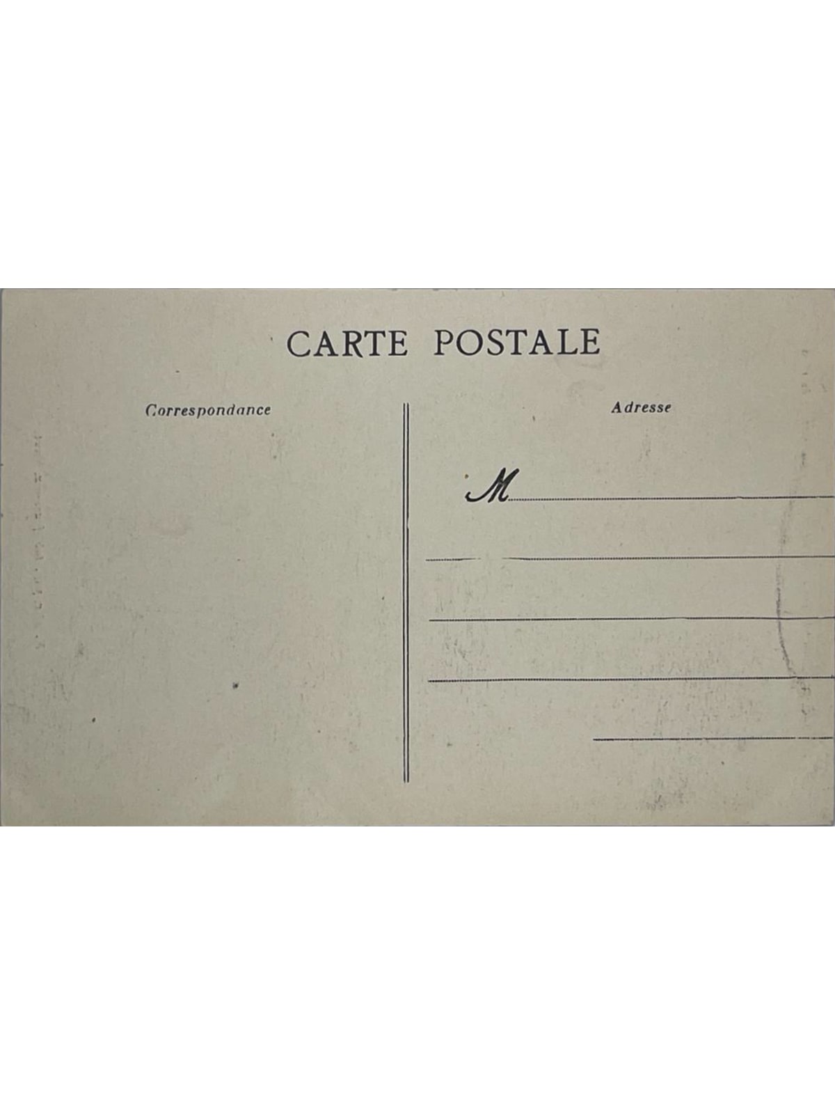 Verso de la carte postale