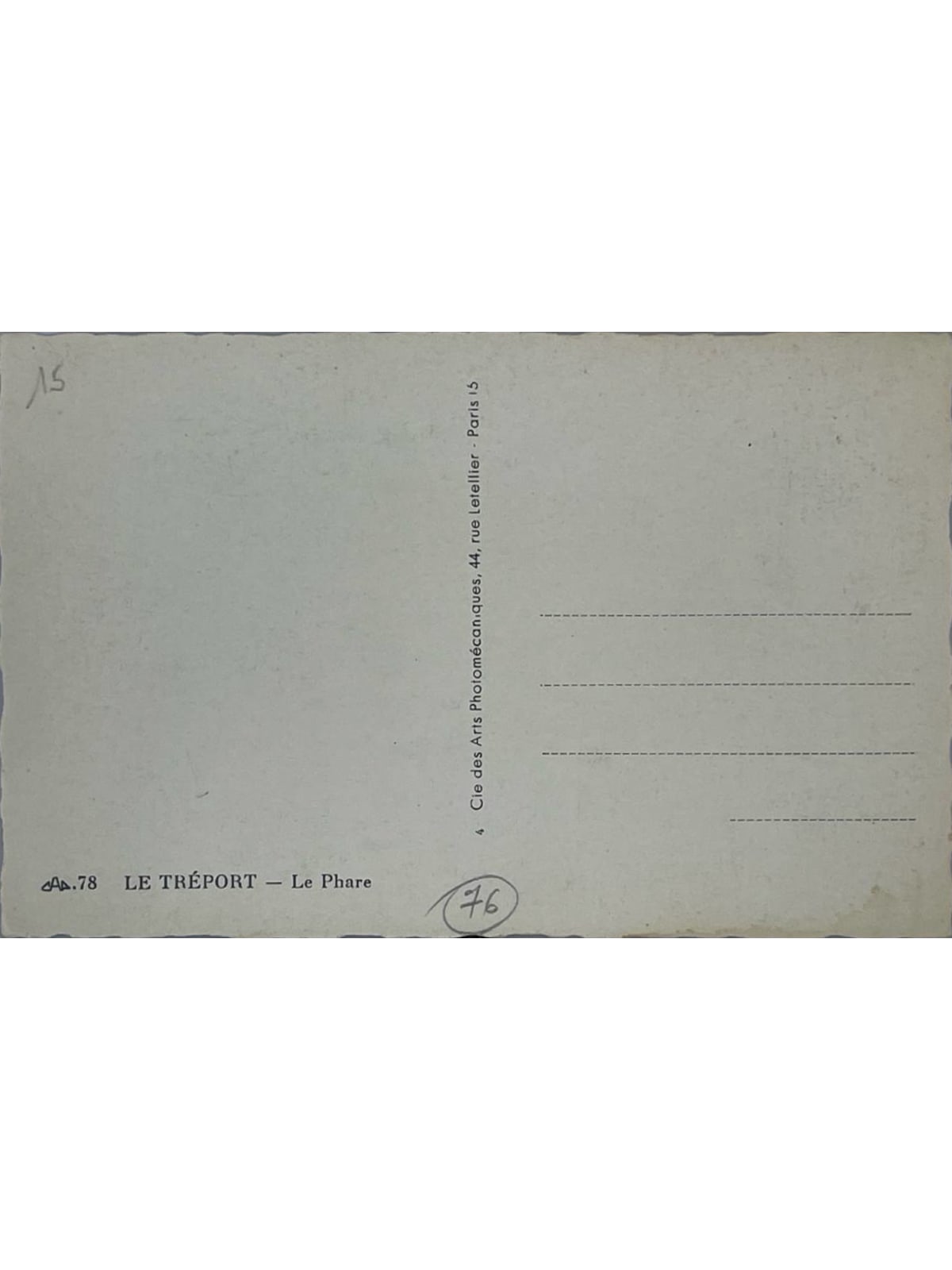 Verso de la carte postale