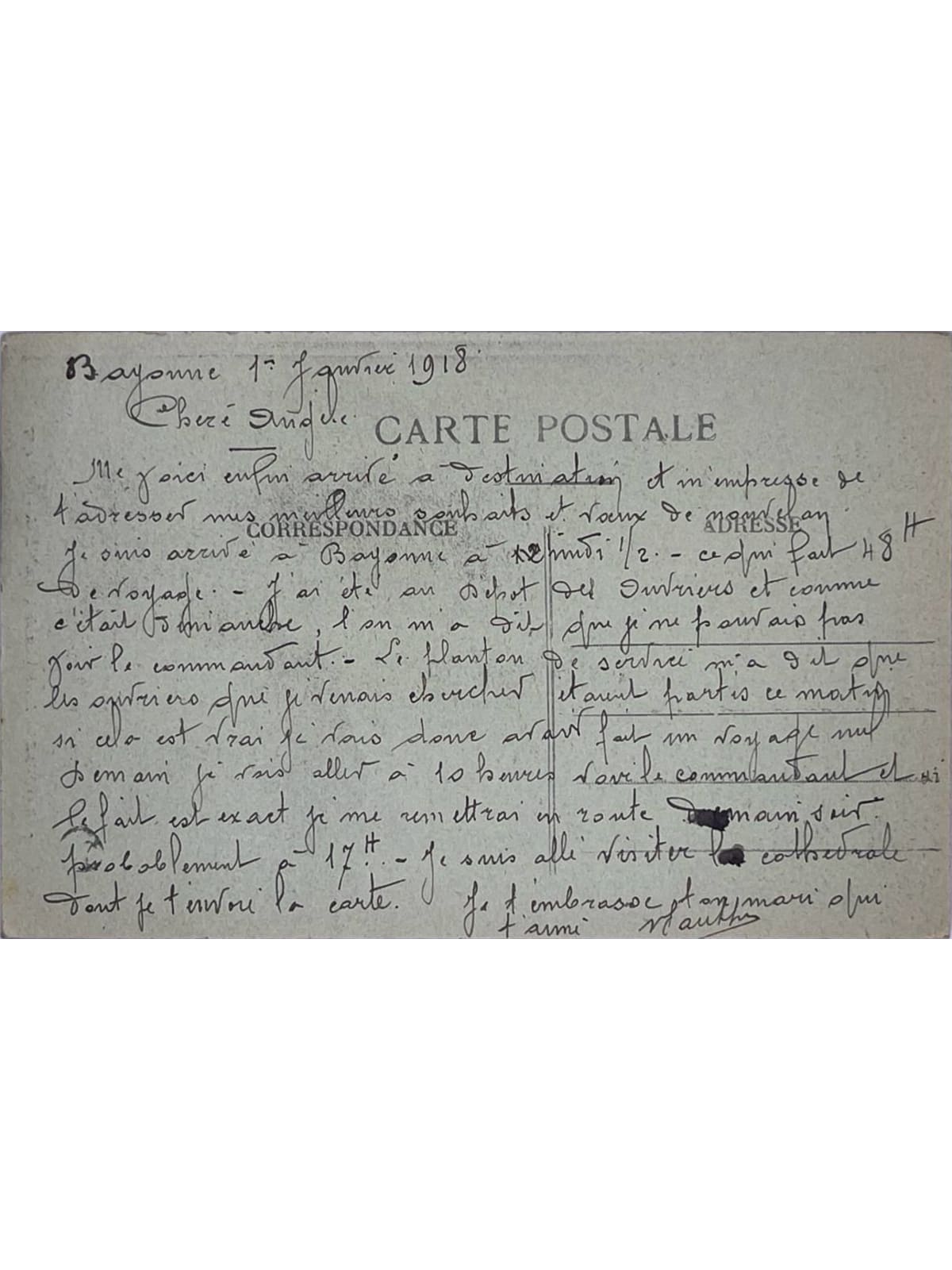 Verso de la carte postale