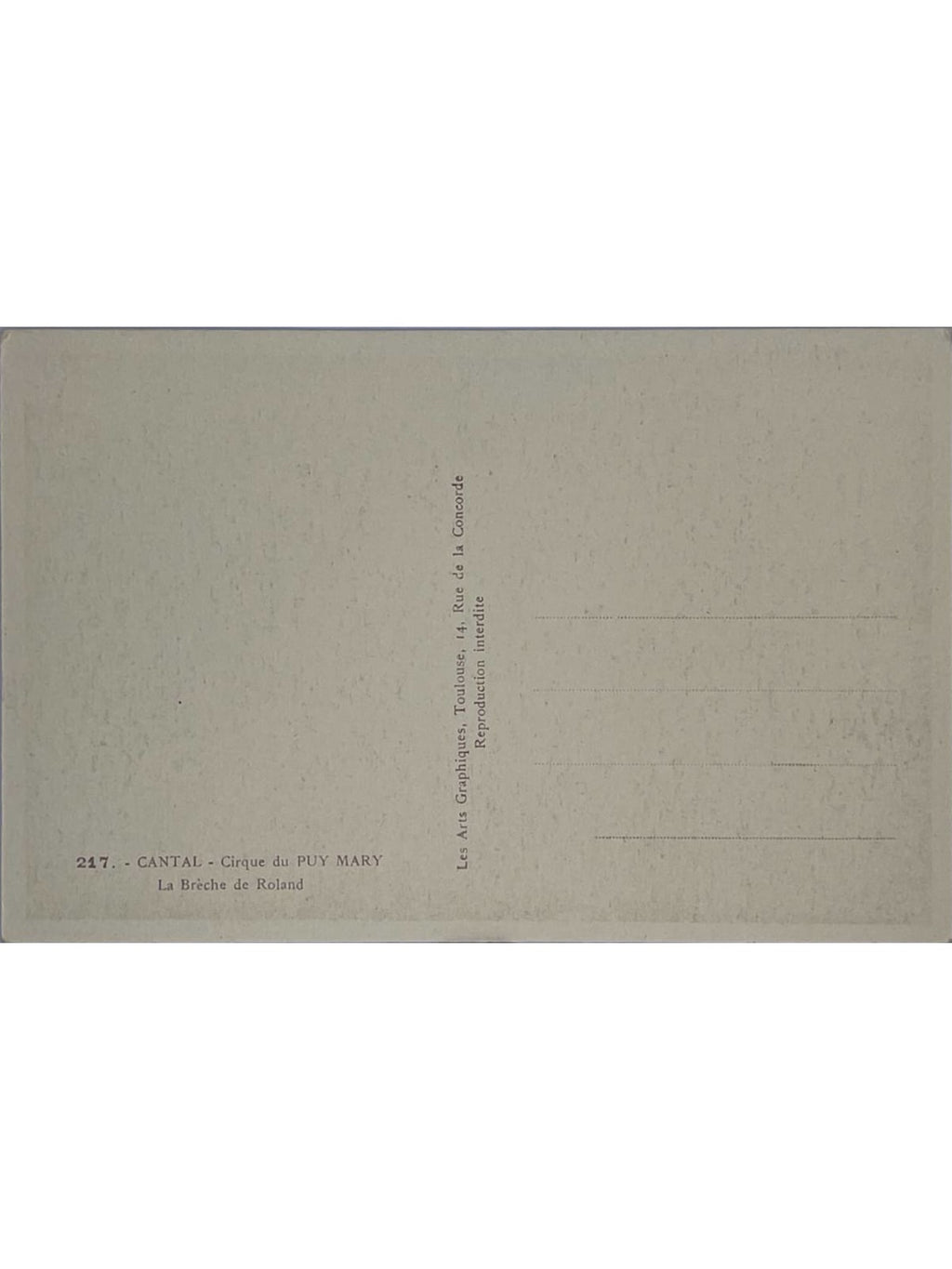 Verso de la carte postale