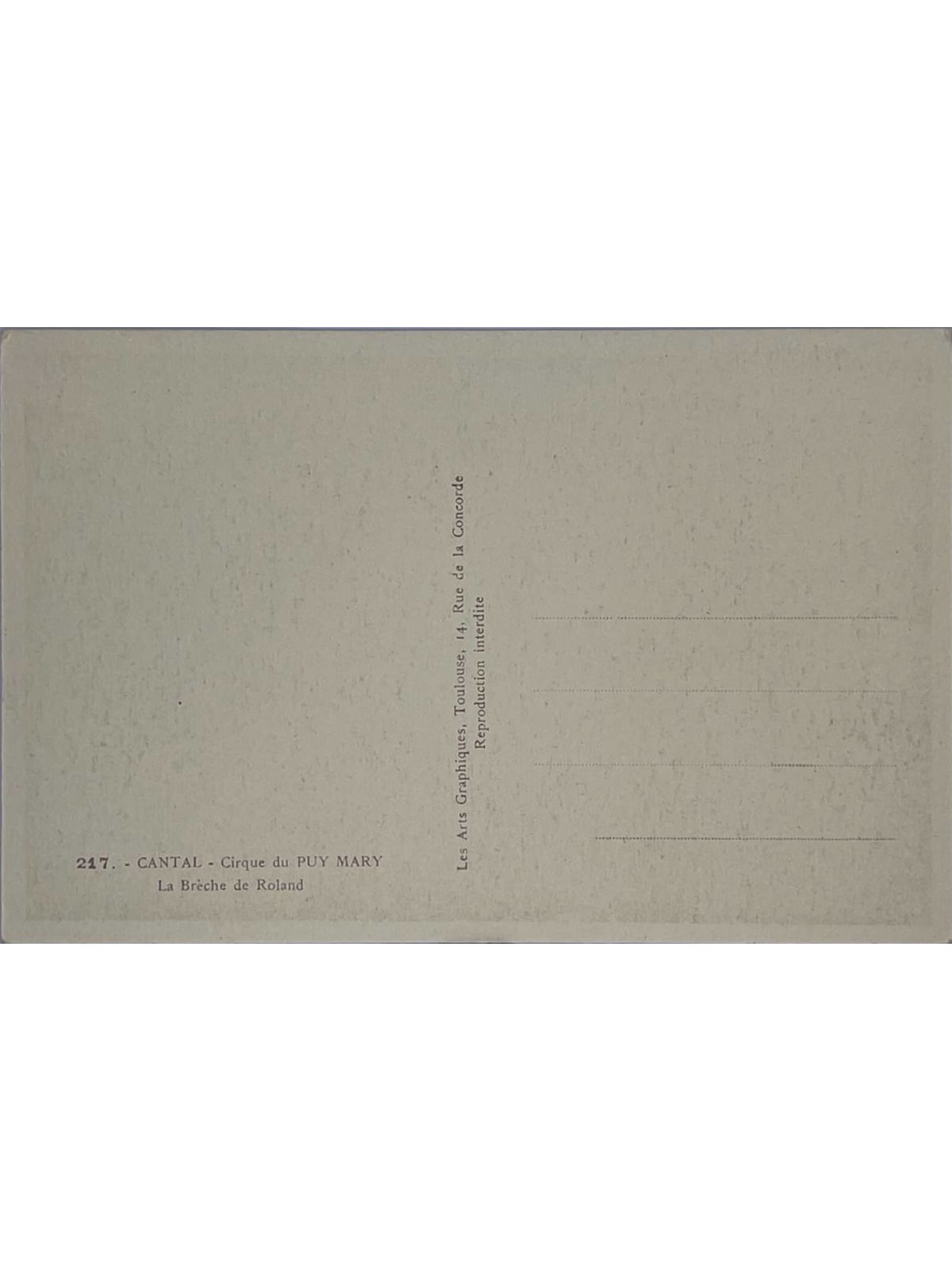 Verso de la carte postale