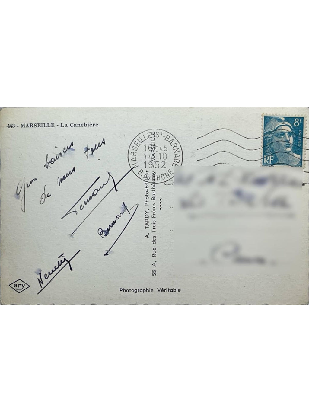 Verso de la carte postale
