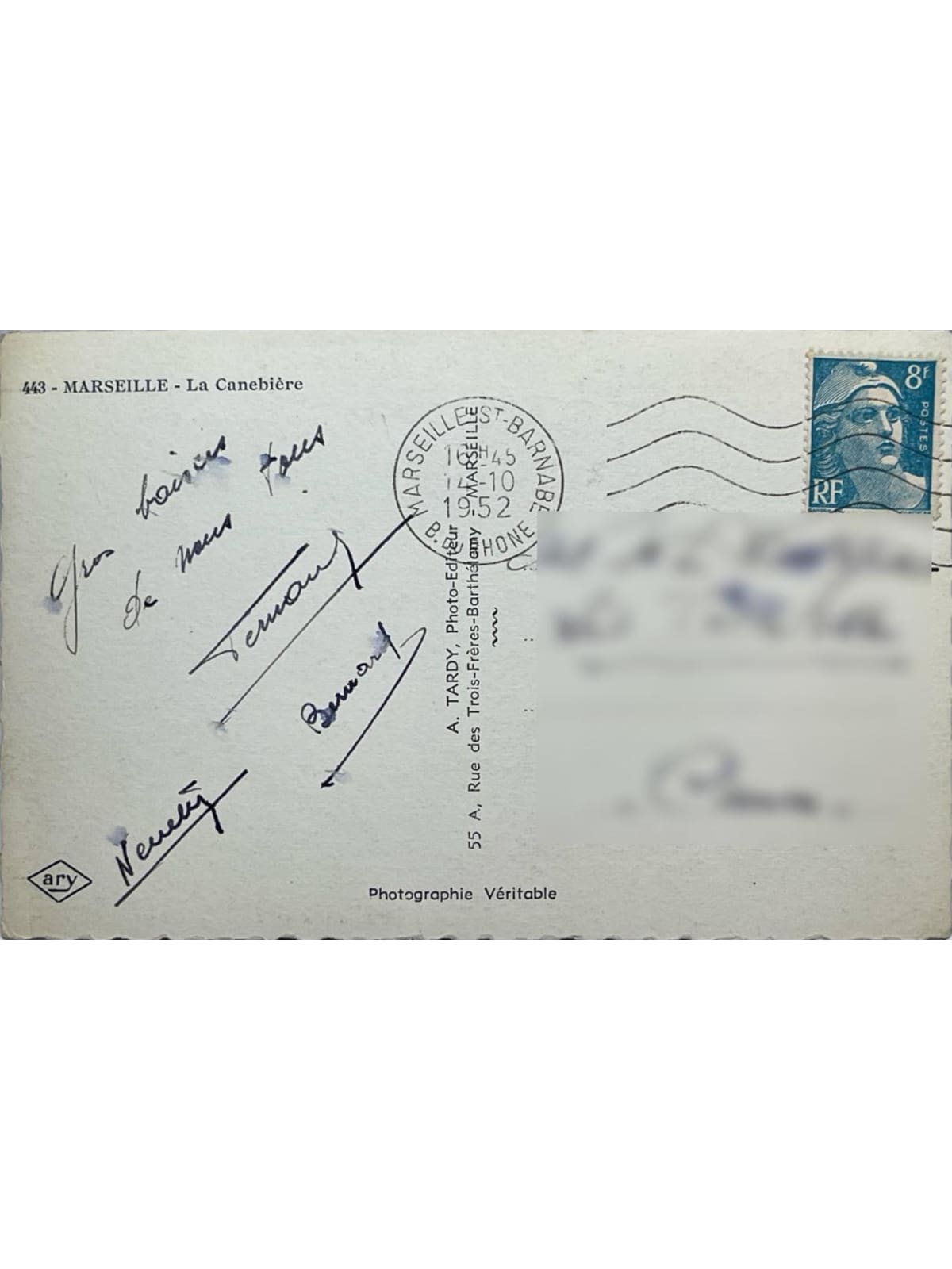 Verso de la carte postale