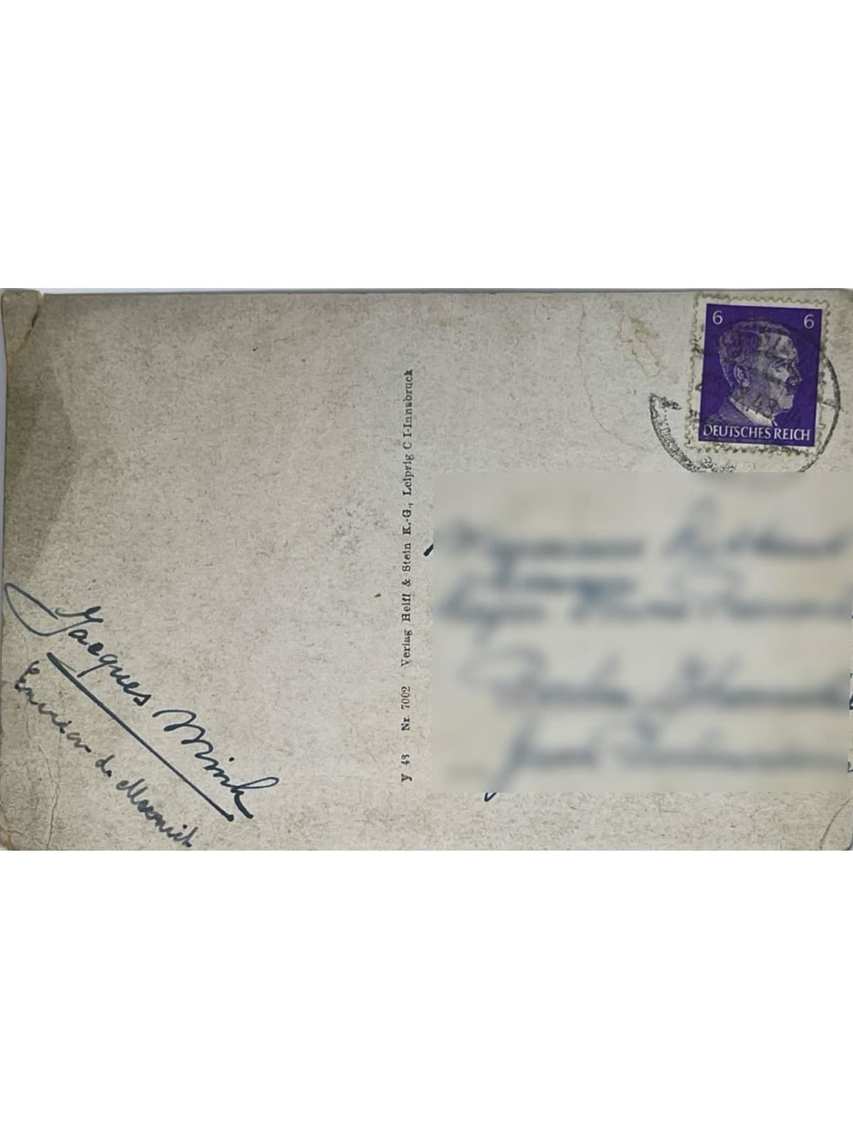 Verso de la carte postale