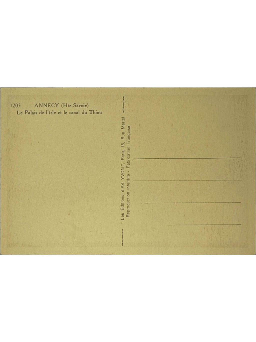 Verso de la carte postale